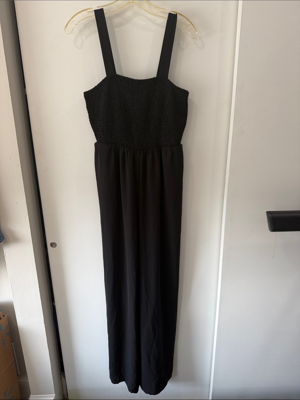 Black Smocked jumpsuit with Straps